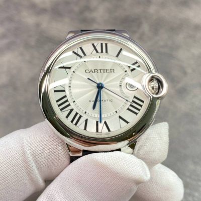 Cartier 42*13MM 316L Steel 2824 Movement Italian Cowhide Leather Black Bracelet Watch